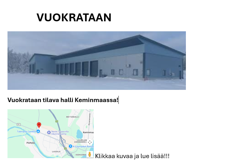 VUOKRATAAN HALLI